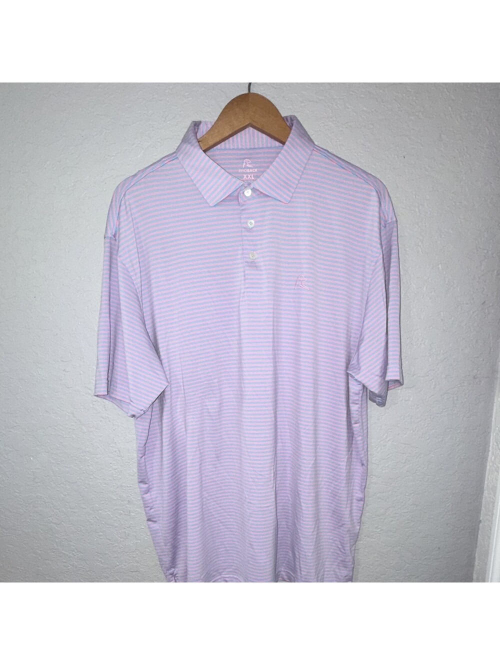 Rhoback The Birdie Stripe XXL Pink Blue Performance Golf Polo Preppy
